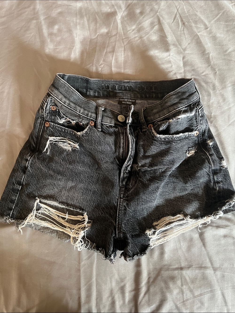 American Eagle Outfitters Black Distressed Cutoff Jean Shorts